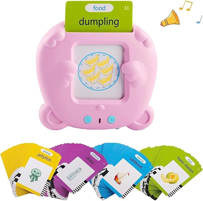 RT&BS Talking Flash Cards for Toddlers, Montessori Toys Flash Cards, Speech Therapy Toys, Gift for Kids Children, 224 Sight Words Pink