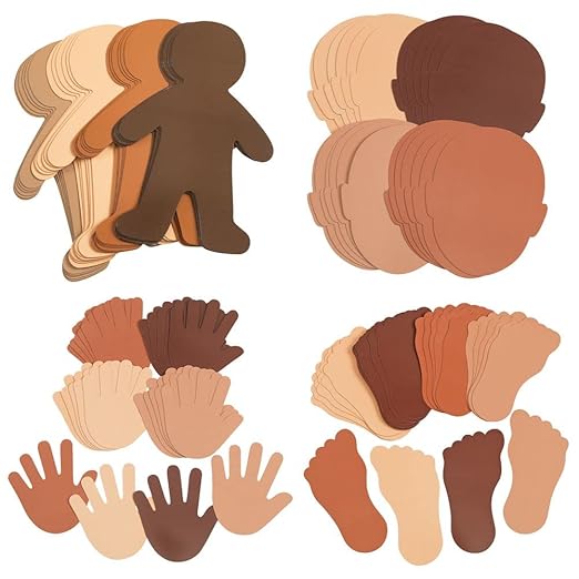 Colorations Feet, Hands, Face & People Shapes, 4 Kits Each kit with 24 pcs, multicultural Colors