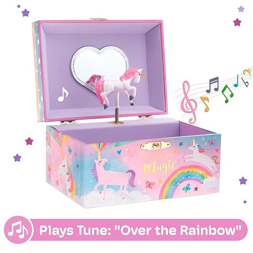 Jewelkeeper Jewelry Box for Girls, Cotton Candy Unicorn Musical Jewelry Boxes, The Beautiful Dreamer Tune and Spinning Unicorn Doll, Toys for Girls