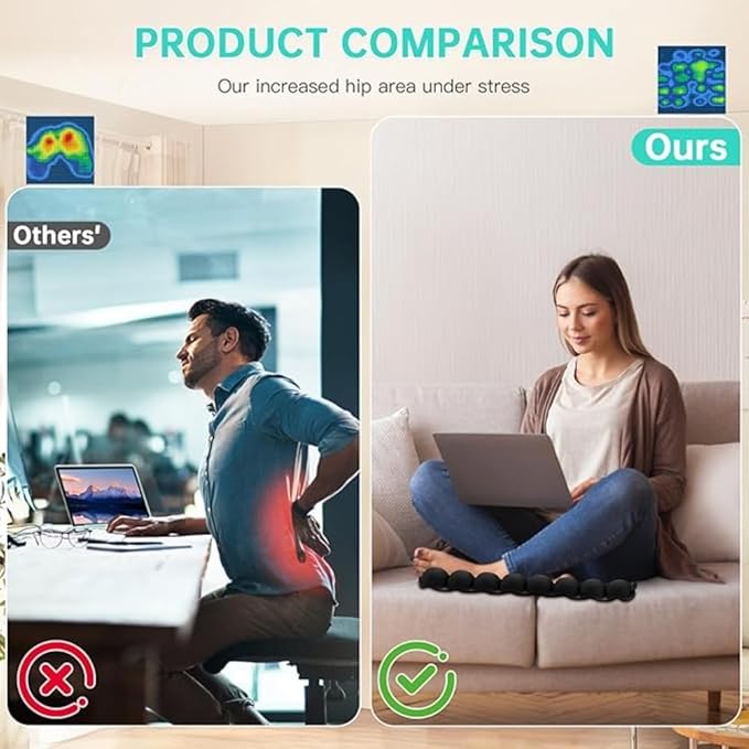 Travel Cushion Airplane Seat-Ergonomic Comfort Support,Air Inflatable Pressure Relief Seat Cushion Optimal Support for Long Sitting