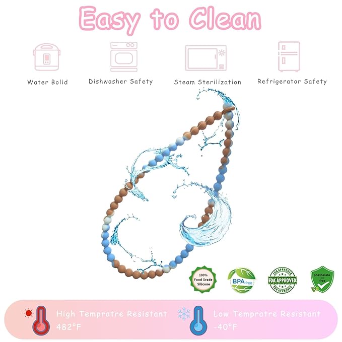 Teething Necklace for Baby,Chewing Necklace for Kids Sensory,Sensory Chew Necklaces for People with Autism, ADHD, and Fidgeting,Chew Necklaces for Sensory Kids,Teething Necklace for Mom