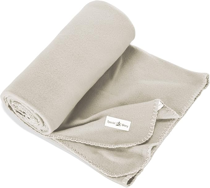 Fleece Throw Blanket Bulk Fleece Blankets Solid Lightweight Warm Soft Cozy Pet-Friendly for Home Bed Sofa Couch Dorm Office Wedding Gifts Travel Airplane for Seasons (Beige, Pack of 6-50x60 Inches)