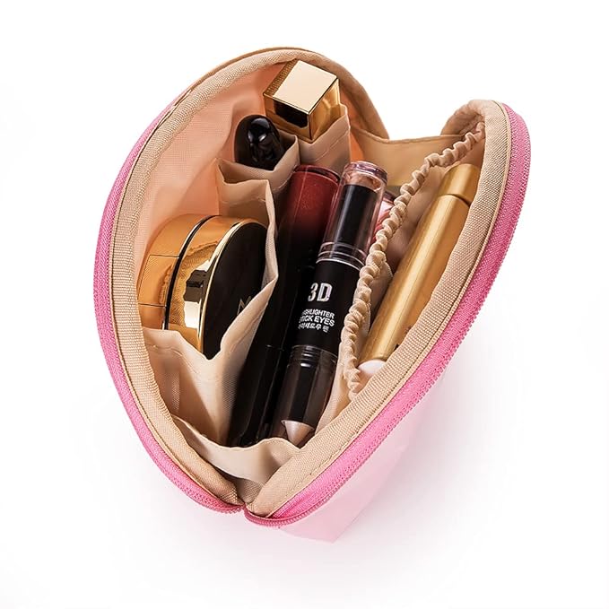 Hekyip Half Moon Cosmetic Beauty Bag for Purse Travel Handy Makeup Pouch for Women Ladies (PINK)