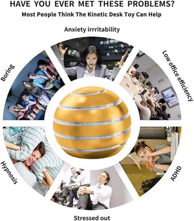 Kryfa Kids Party Favors Fidget Toys, Fidget Toys Adults, 1.54" Kinetic Desk Toys for Office for Adults, Fidget Toys for Anxiety Autism ADHD for Stocking Stuffers (1.54", Gold)