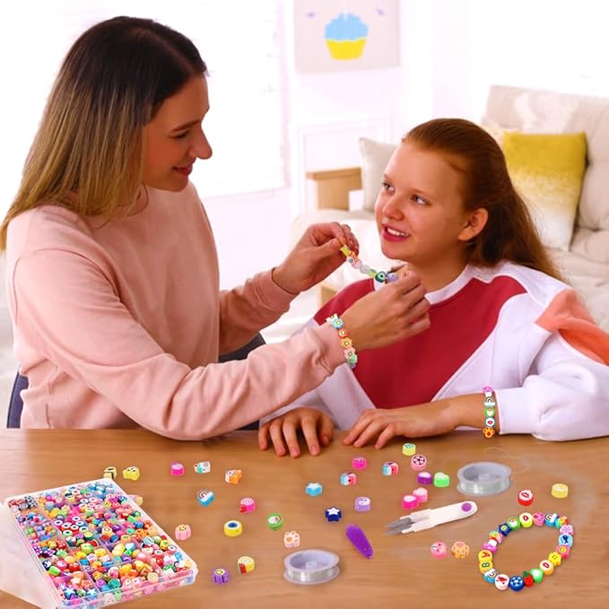 JOICEE 480PCS Fruit Flower Polymer Clay Beads, 24 Style Cute Heart Mushroom Clay Beads Charms for Jewelry Necklace Earring Making, DIY Bracelet Making Kit Accessories for Women Girls