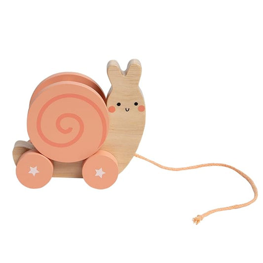 Pearhead Montessori Snail Pull Toy, Pull Along Wooden Toy, Early Development Push and Pull String Toy, Motor Skill Toy for Toddlers Ages 1+ Year