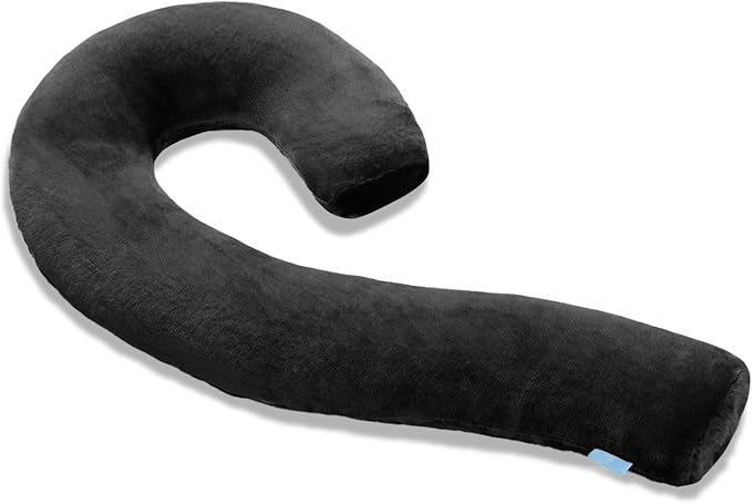 Body Pillow for Adults - Soft Long Bed Pillows Insert for Sleeping - Shredded Memory Foam and Removable Washable Cover - Swan Shaped Side Sleeper Pregnancy Pillow 49 Inch (Black)