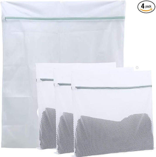 GUOZCARAY 1 Pack 43 x 35 inch and 3 Pack 24 x 24 inch Oversize Laundry Bags Mesh Wash Bags, Large Delicates Bag for Washing Machine, Jumbo Laundry Sack for Washing Big Clothes, Bed Sheet, Bedc