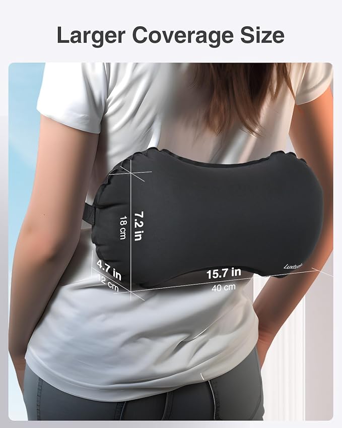 Luxtude Inflatable Lumbar Pillow for Airplane Travel, Lumbar Support Pillow for Office Chair/Car, Self-Inflating Travel Airplane Pillows, Back Support Pillows for Reducing Back/Neck Pain
