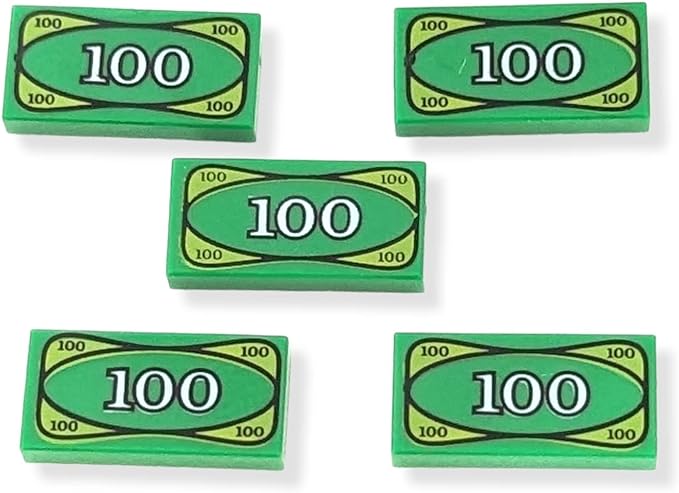 Lego Batman x5 Green Money Tile City $100 Dollar Bill Bank Cash Minifigure New