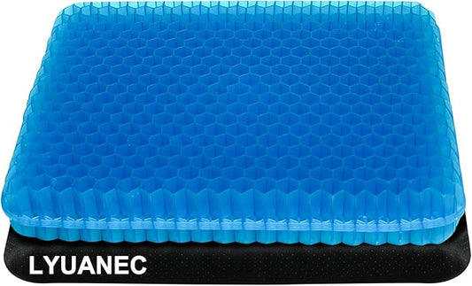 Gel Seat Cushion for Long Sitting - 18" x 16" x 2.4" (Extra Thick＆Soft) Gel Cushion for People Over 200 lbs, Pressure Relief Cushion for Office Chair, Egg Cushions for Wheelchair, Gel Pad for Car