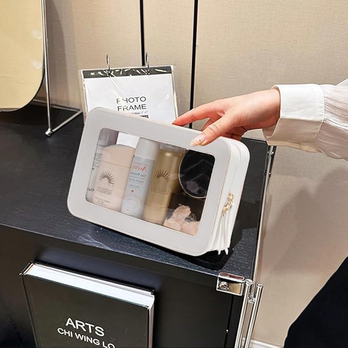 Clear Makeup Bag Small, TSA Approved Portable Toiletry Bag with Zipper Cosmetic Travel Bag Makeup Organizer Case Mini Makeup Pouch for Purse Car Organizer Bag for Women Men