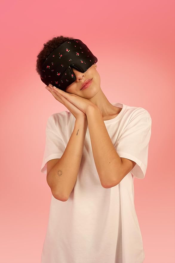 Glow People Silk Sleep Mask – 100% Mulberry Silk Eye Mask for Sleeping, Total Blackout, Cloud-Soft and Adjustable for Beauty Sleep and Travel - Black Rose