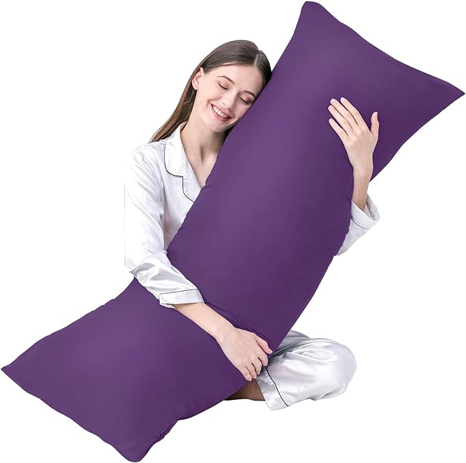 DOWNCOOL Large Body Pillow Insert- Breathable Full Body Pillow for Side Sleeper - Soft Long Bed Pillow for Adults - 20 x 54 inch (Purple)