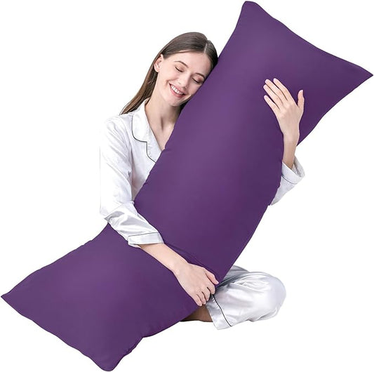 DOWNCOOL Large Body Pillow Insert- Breathable Full Body Pillow for Side Sleeper - Soft Long Bed Pillow for Adults - 20 x 54 inch (Purple)