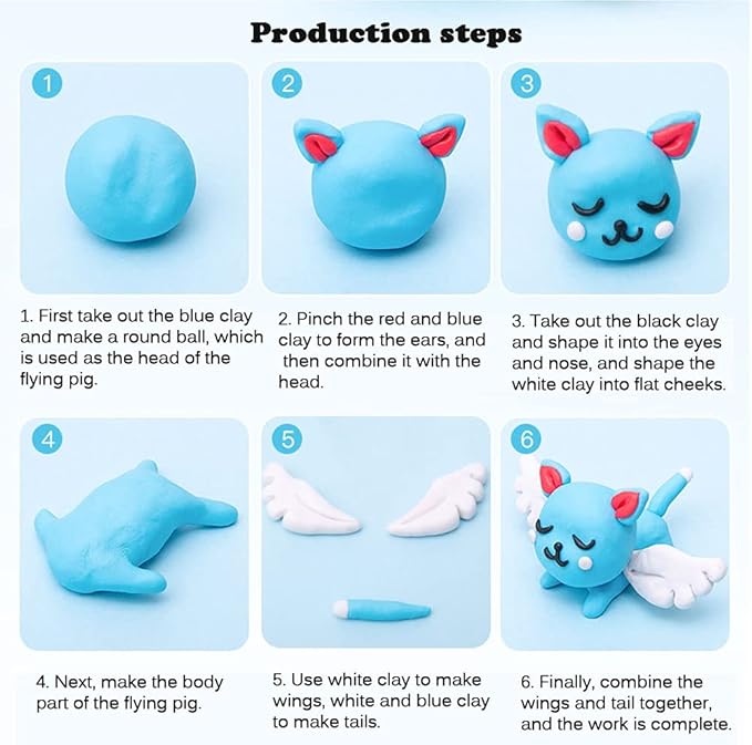 Hailimayo Modeling Clay Kit for Kids 50 Colors Air Dry Clay Polymer Creative DIY Soft Clay with Sculpting Tools, Reusable, Non-Sticky, Elastic, Best Gift for Boys & Girls