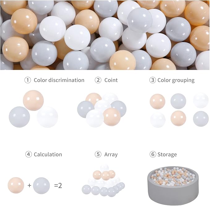 GOGOSO Ball Pit Balls for Toddles, Kids Plastic Balls for BallPit, Pool, Baby Party Accessories, Birthday Decoration 50 100 200 500 1000