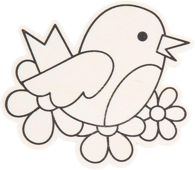 Fun Express Color Your Own Wood Spring Bird Shapes - Creative Craft Activity for Kids & Home Decor - Fun DIY Spring Art Project for Kids - Perfect for Seasonal Crafts & Parties - 24 Pieces