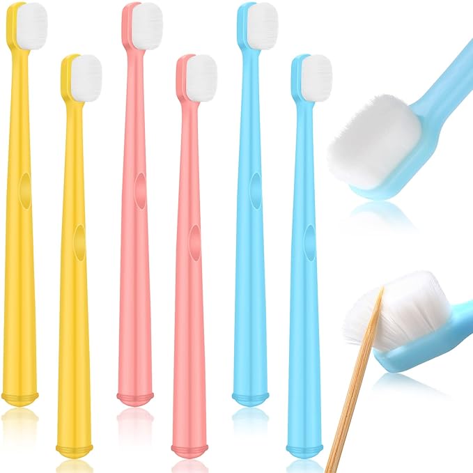 6 Pieces Kids Extra Soft Nano Toothbrush Children Bristles Children Micro Nano Manual Toothbrush Set with 20000 Bristles for Age 1 and Above Boys Girls Gum Protecting Cleaning(Fresh Style)