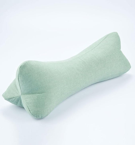 Breathable Buckwheat Cervical Neck Support Pillow, Triangle Pillows for Neck Pain Relief, Adjustable Height Cool Sleep Cylinder Bolster Pillow, Removable Washable, Green 15 X 5 Inches