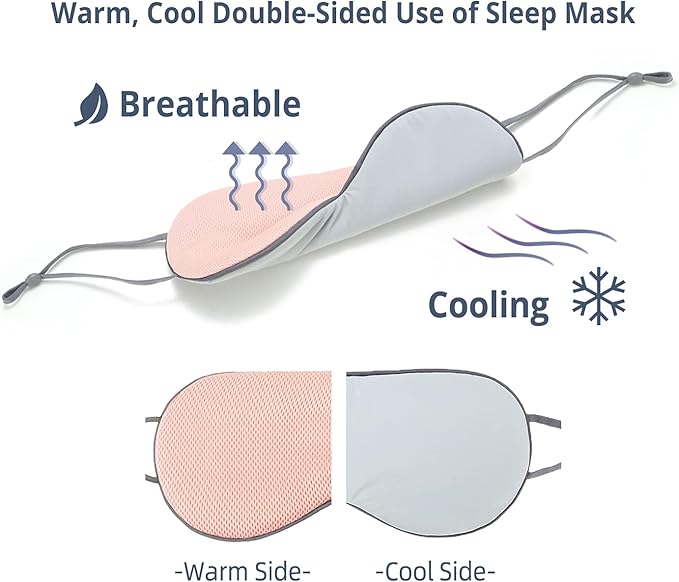 Sleeping Mask 2 Pack, Warm, Cool Double-Sided Use of Sleep Mask, Super Soft Blindfold with Adjustable Strap, Block Out Light, Comfort Sleep Eye Mask for Travel Meditation Nap