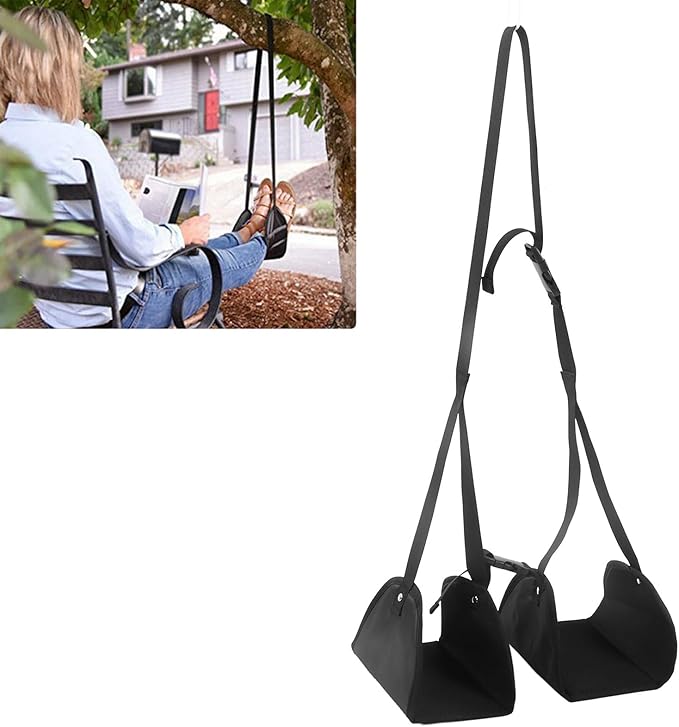 Travel Airplane Foot Pedal Hammock, Portable Foot Hammock Under Desk, Adjustable Shoulder Strap with Storage Bag, Lightweight Oxford Cloth Footrest for Office Chair and Long Flight