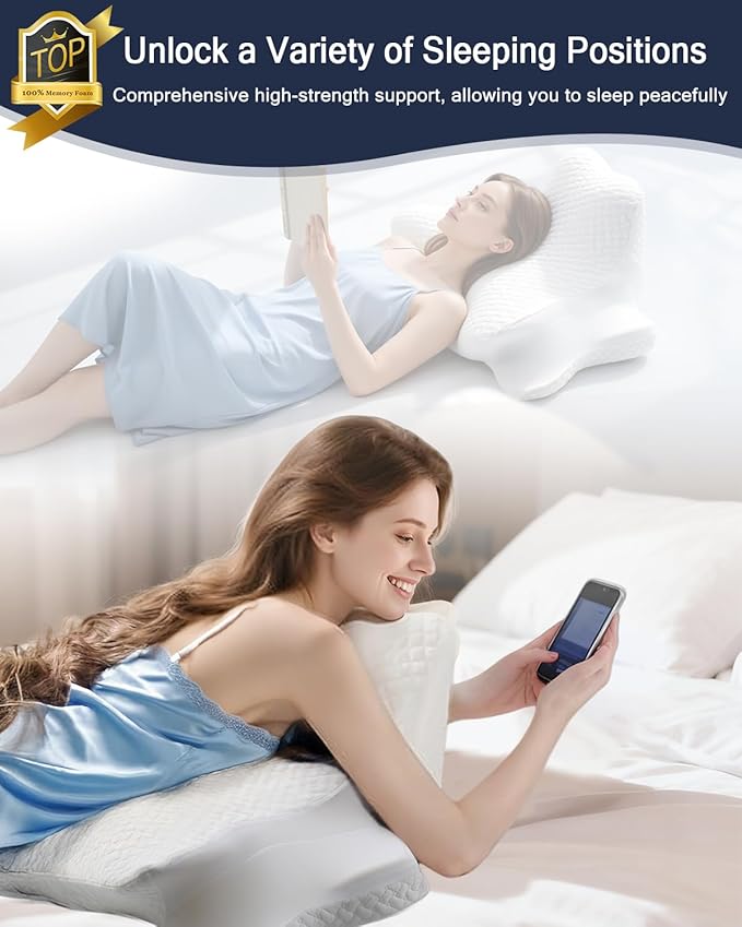 Cervical Neck Pillows&Reading Pillow for Bed Rest Lying,Book Leaning Wedge and Prone, Ergonomic Memory Foam Bed Wedge Pillow for Headboard, Chin & Back Support Pillows on Bedrest Couch（White）