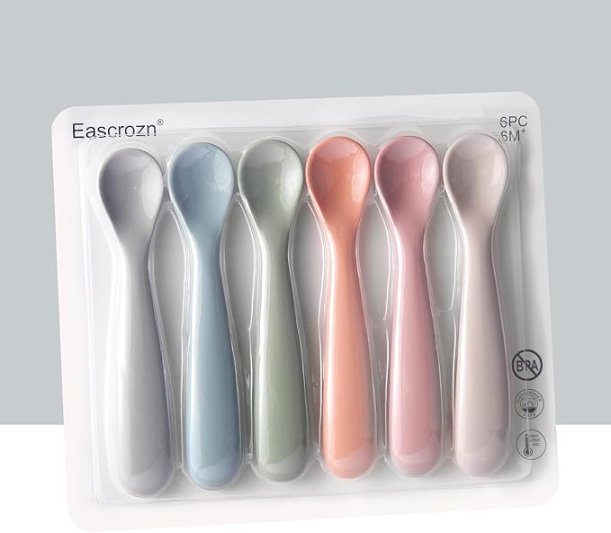 6 Pack Silicone Baby Spoons, Baby Spoons Self Feeding 6 Months+, BPA Free, Soft Tip Baby Utensils Feeding Spoon, Baby Led Weaning Supplies, Dishwasher and Boil Safe