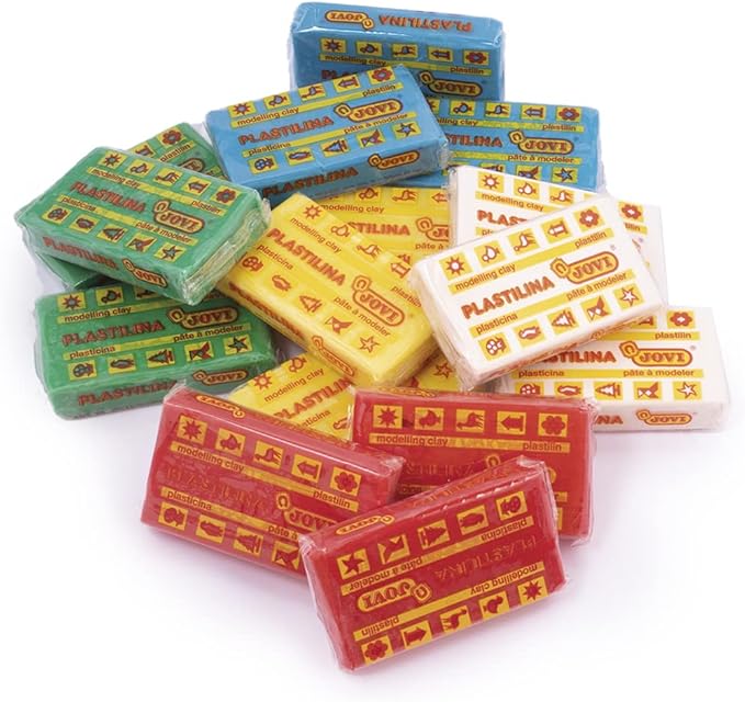 Jovi Plastilina Reusable & Non-Drying Modeling Clay; 1.75 Oz. Bars, Set of 30, 6 Each of 5 Colors, Perfect for Arts & Crafts and Montessori Projects