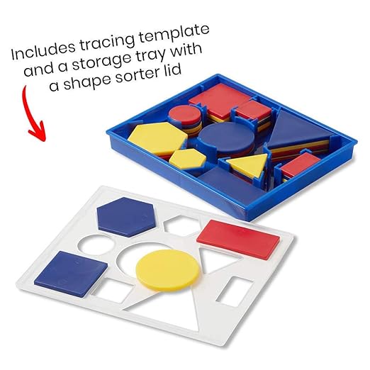 hand2mind Plastic Attribute Blocks Classroom Kit, Geometric Shapes for Kids, Sorting Shapes for Classroom, Montessori Math Manipulatives Kindergarten, Teacher Supplies for Math Classroom (Set of 6)