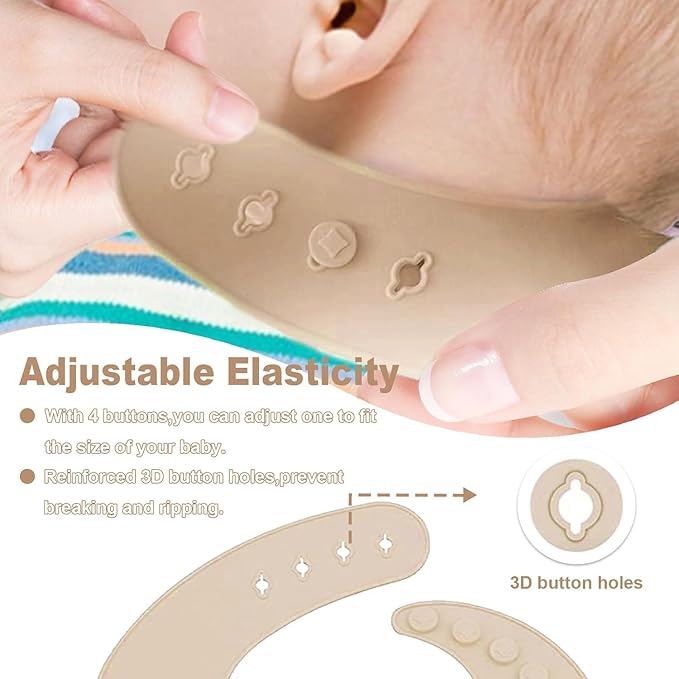 Baby Feeding Tableware Set Silicone Tray and Bowl with Suction Cup Baby Weaning Supplies Adjustable Waterproof Bib Learning Cup and 2 Spoons 2 Forks 8-Piece Set（Apricot）