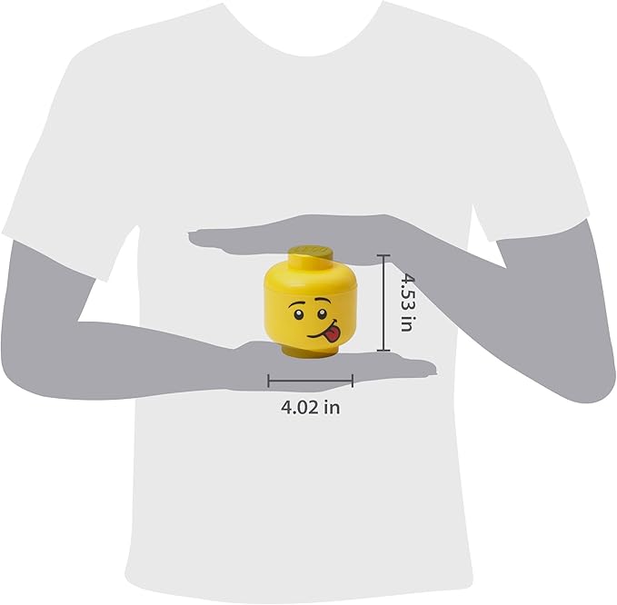 Room Copenhagen, Lego Storage Heads Stackable Storage Container - Buildable Organizational Bins for Kid’s Toys and Accessories - 4.02 x 4.02 x 4.53in - Mini, Silly, Holds 100 Bricks