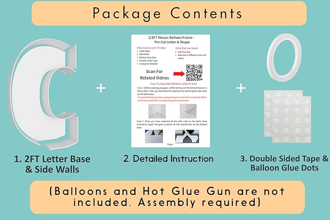 2FT Letter C Mosaic Balloon Frame Letter DIY Fillable Letters Kit for Birthday Party Wedding Backdrop Decor