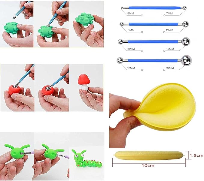 LANGQUN 35pcs Clay Sculpting Tools,Air Dry Clay Tools,Pottery Tools Kit,Polymer Clay Dotting Tools,Ceramic Supplies for Kids and Adults,Modeling,Shaping