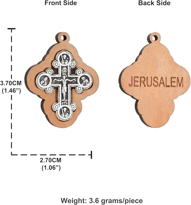 COTTVOTT Wooden Christian Jesus Cross/Orthodox Crucifix Charms Pendants for Rosary Necklace, DIY Jewelry Making Accessories Parts