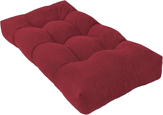 Bench Cushion 36 Inch - Chenille Fabric, High-Density Foam, Non-Slip Bottom, Soft Durable Indoor Tufted Long Seat Cushion for Window Garden Furniture (Red, 36x14x4 Inch)