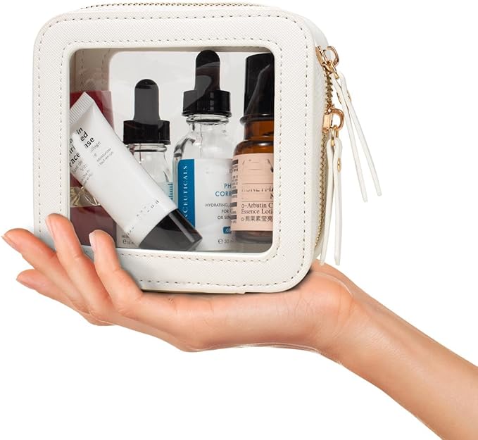 FFpaw Travel Clear Makeup Bag Set, TSA Approved Cosmetic Bag Case with Zipper Portable Makeup Pouch Toiletry Bag Women Traveling Cosmetic Organizer Storage Bag Car Organizer Car Essentials for Women