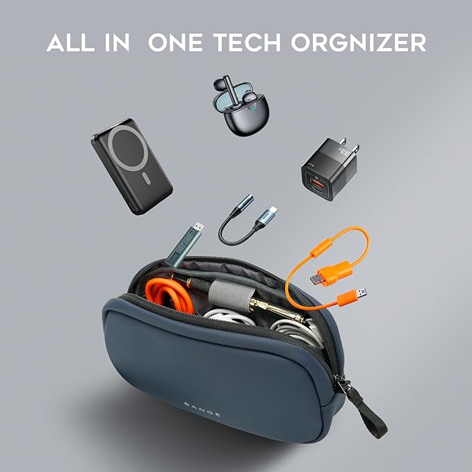 BANGE Cable Organizer Travel Case, Tech Pouch for Traveling Accessories, Carry Storage for Cords, Charger, Adapter, Cables, Power Bank