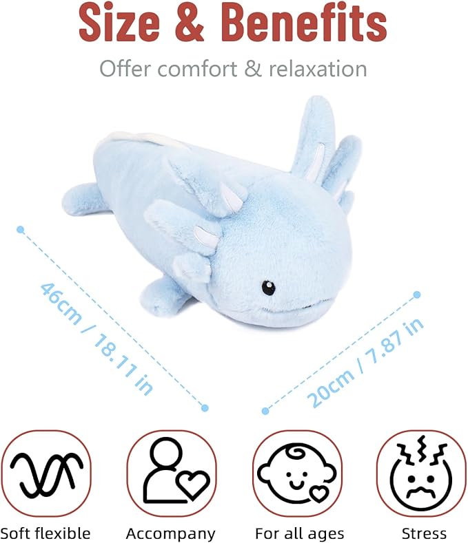 Niuniu Daddy 18" | 2.8 Pound Blue Axolotl Weighted Stuffed Animals for Kids Adults Girls, Giant Cute Axolotl Stuffy Plush Toy with Glowing Ears in The Dark, Kawaii Gifts for Holidays Christmas