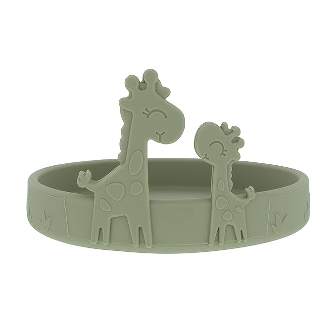 Nuby Animal Friend Silicone Round Plate - Toddler Plate - 6+ Months - Green Giraffe Plate