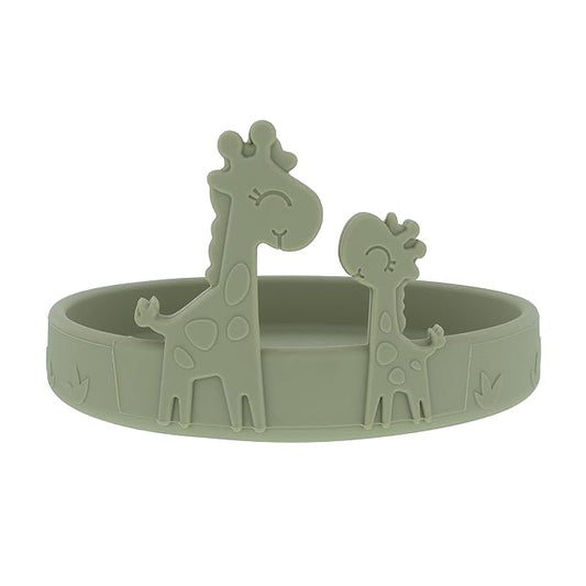 Nuby Animal Friend Silicone Round Plate - Toddler Plate - 6+ Months - Green Giraffe Plate