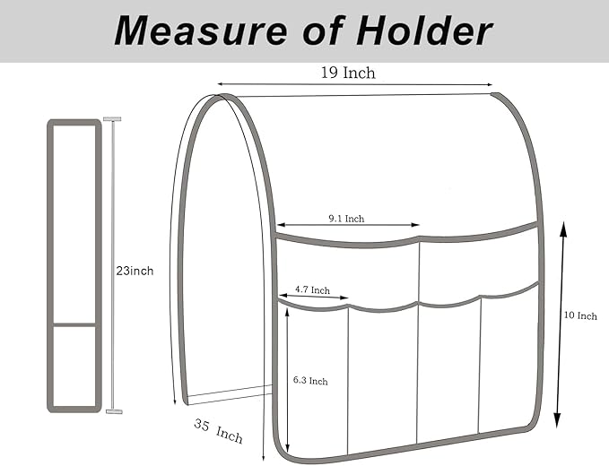 Ntomtuex Sofa Armchair Caddy Remote Control Holder with Water Bottle for Couch Recliner, Armrest Organizer with 7-Pocket Design for Magazines, Eyeglasses, iPad, Phone, Dark Blue