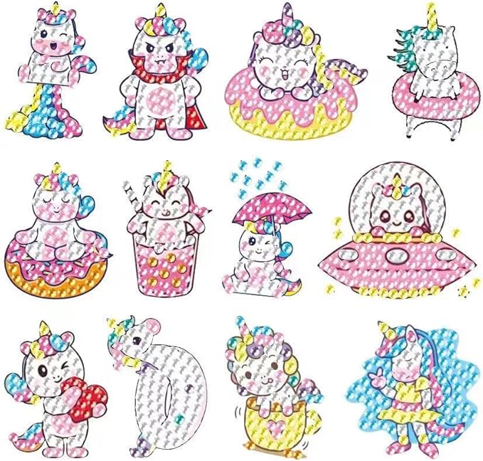 5D DIY Diamond Painting Stickers Kits for Kids, Diamond Art Mosaic Stickers by Numbers Kits Crafts Set for Children, Boys and Girls,Creative Handmade Art Craft Gift (Unicorn-2)