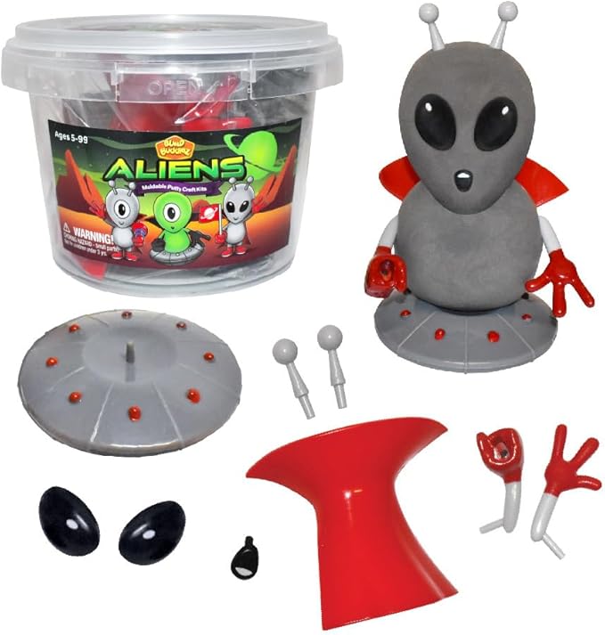 Aliens Craft Kit 12pc Party Pack – Build, Play, and Display 12 Air-Dry Clay Aliens, Great for Birthday Parties, Trick or Treating, Stocking Stuffers, for Kids, Boys and Girls Ages 5+