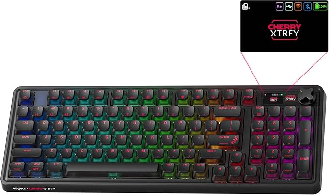 Cherry x PIXIU 98 8KHz Esports Gaming Mechanical Keyboard, 8000Hz Polling, MX2A Red Switches, Tri-Mode Bluetooth/2.4G/USB-C Wired, Hot-Swap Gasket Custom Keyboard with Knob, PBT, RGB Backlit