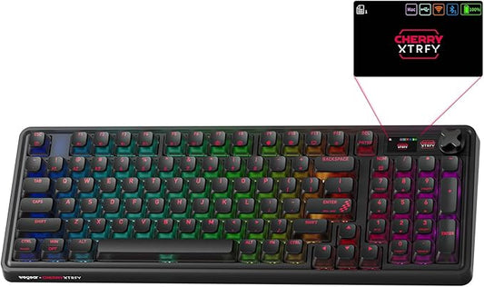 Cherry x PIXIU 98 8KHz Esports Gaming Mechanical Keyboard, 8000Hz Polling, MX2A Red Switches, Tri-Mode Bluetooth/2.4G/USB-C Wired, Hot-Swap Gasket Custom Keyboard with Knob, PBT, RGB Backlit