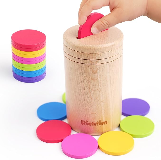 Richtim Wooden Montessori Toy for Toddlers 2-6 Years (One-Slot Color Sorting Toy)