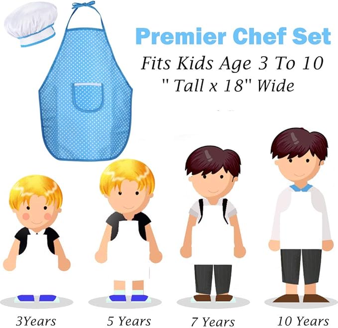 HmiL-U Chef Set for Kids - 13 Pcs Kids Cooking and Baking Set Includes Kids Apron, Chef Hat, Utensils, Cooking Mitt for Kids Chef Role Play Set , Gift for 3 Year Old Girls and up(Blue)