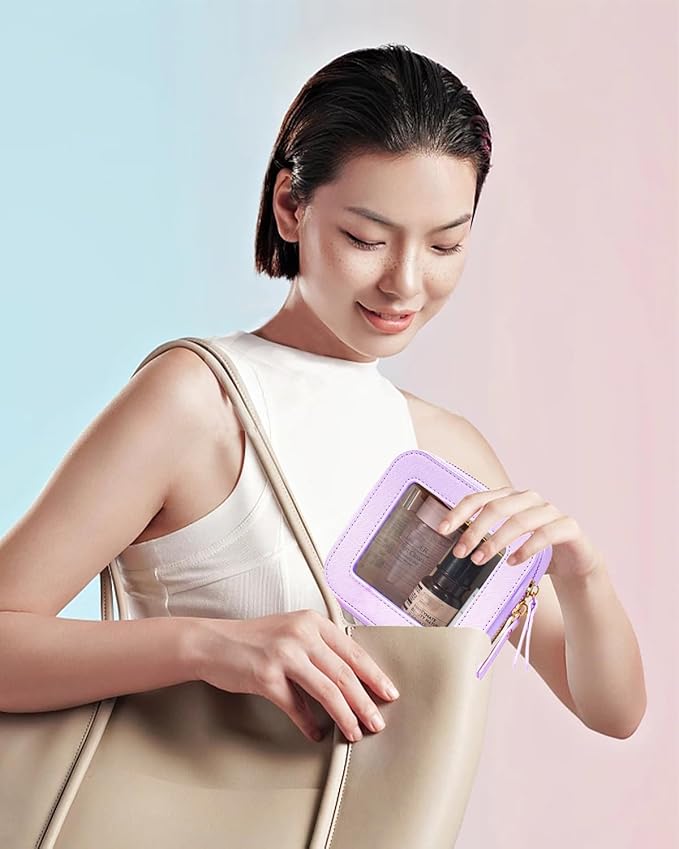 FFpaw Travel Clear Makeup Bag Set, TSA Approved Cosmetic Bag Case with Zipper Portable Makeup Pouch Toiletry Bag Women Traveling Cosmetic Organizer Storage Bag Car Organizer Car Essentials for Women