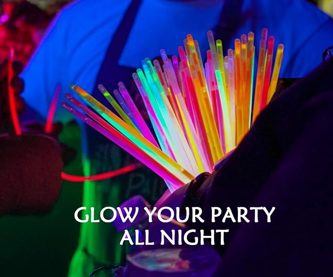 Glow Sticks 414Pcs Bulk Party Pack 8” Glow In The Dark Sticks Glow Bracelets And Glow Eyeglasses And Necklaces Earrings Favors For You... (414PCS)
